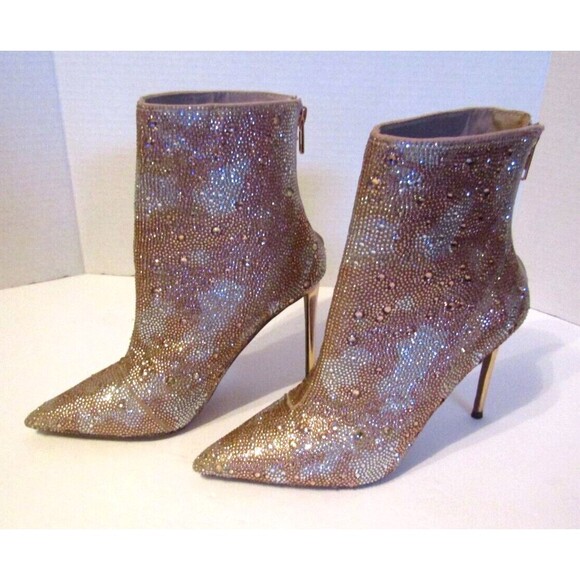 Steve Madden Pink Viala Ankle Boots Stiletto Leather Glass Rhinestones Sz 8.5 M - Picture 3 of 9